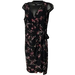 Chaps Dress Black Floral Sleeveless Business or Dressy Size M Medium